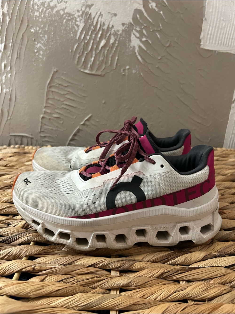 On Running White, Pink and Orange Monster Athletic Sneakers